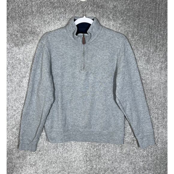 Lands End Bedford Rib 1/4 Zip Pullover Sweater Mens Size Small 34-36 Gray Cotton - Picture 1 of 6